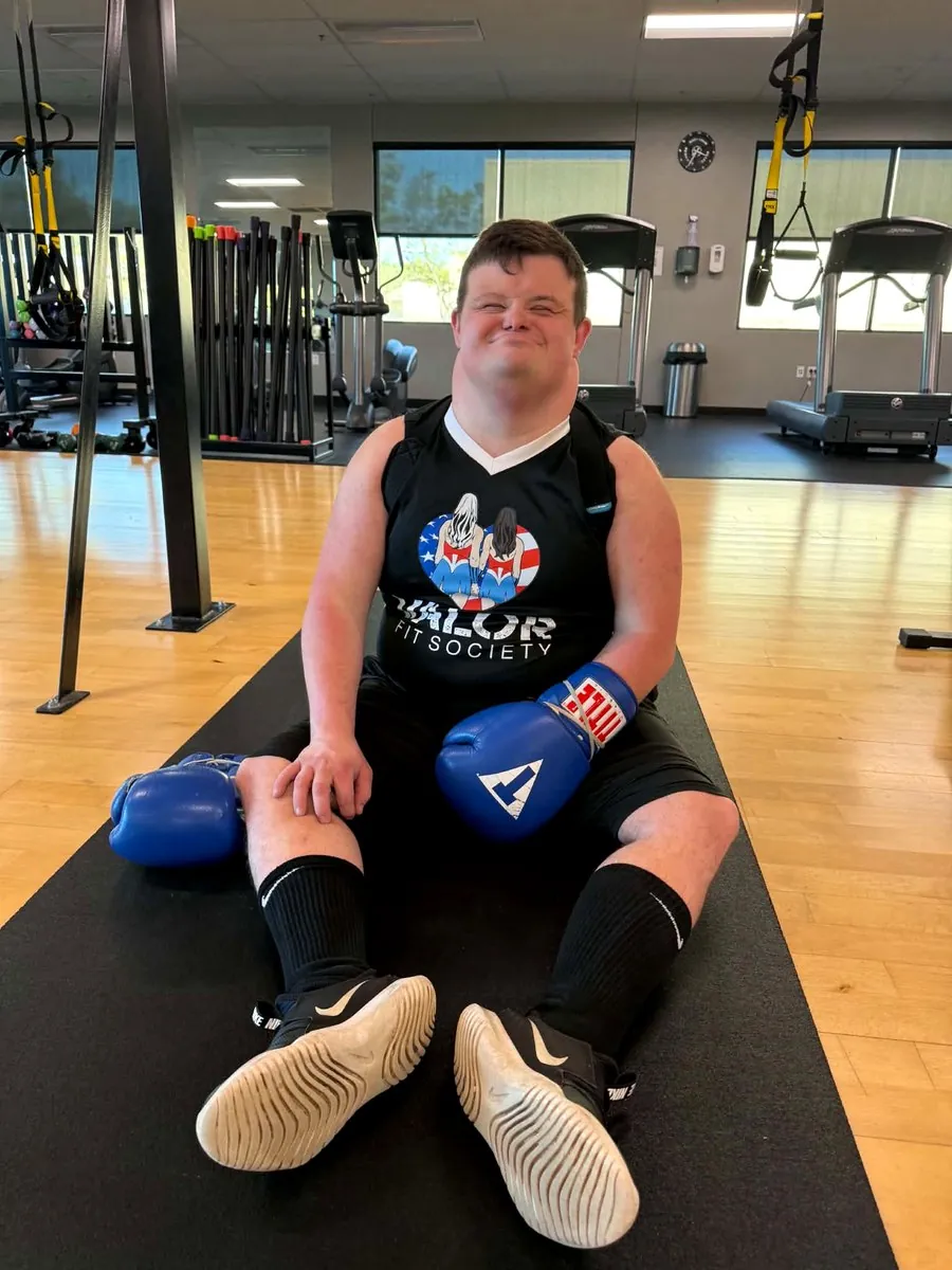 An athlete celebrating after a boxing training session at Valor Fit Society